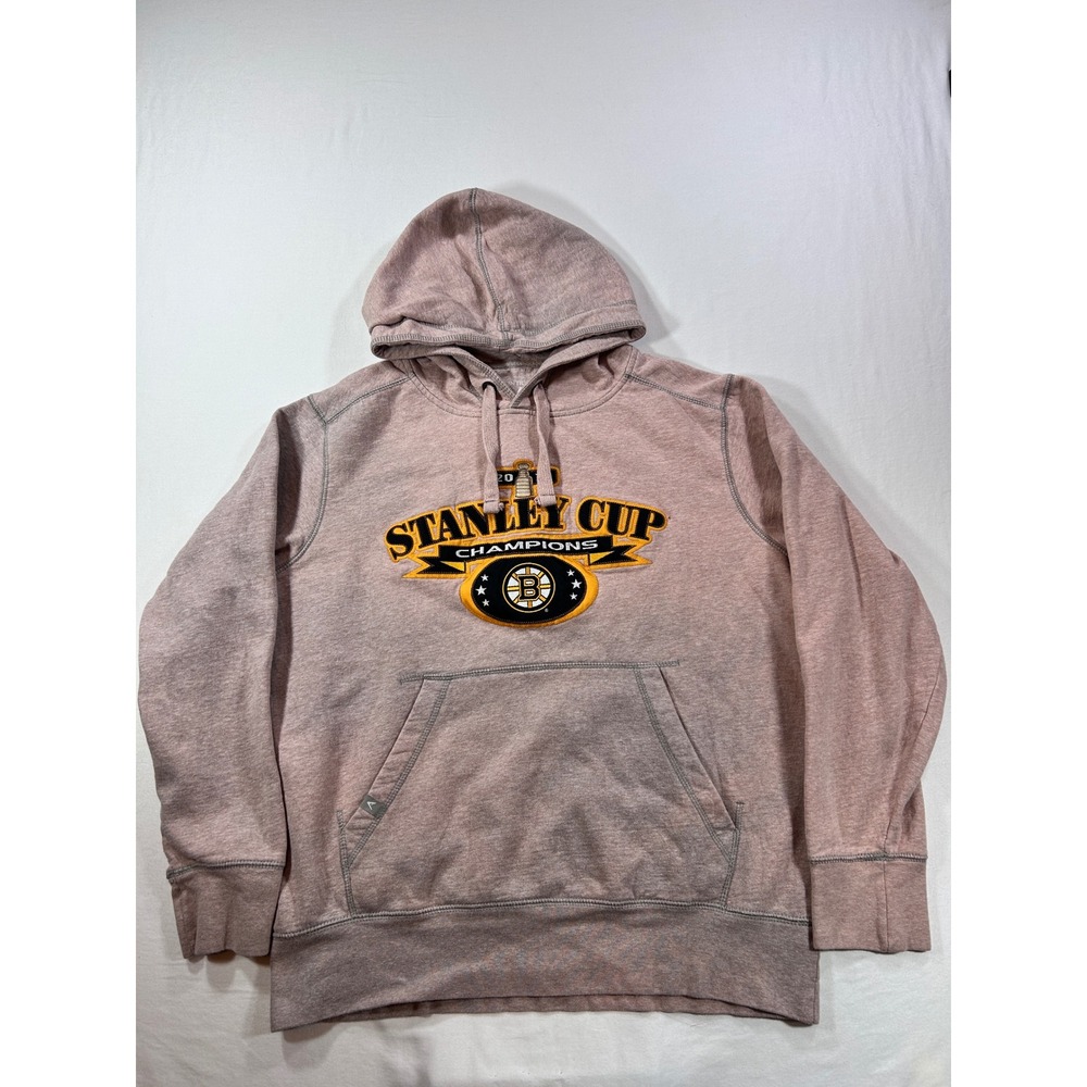 Antigua Boston Bruins Stanley Cup Champions Hoodie Mens L Mauve Pink Pullover